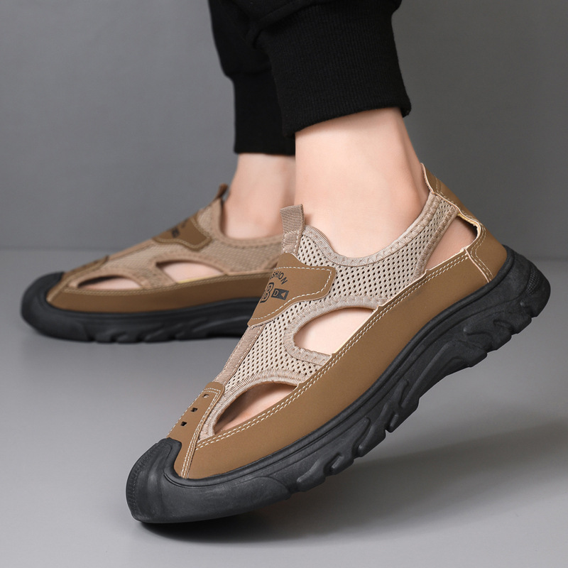 Zapatos de verano para hombre, sandalias transpirables huecas para hombre, zapatos cómodos con orificios, zapatos para hombre para exteriores, zapatos deportivos y de ocio ligeros para la playa image 5
