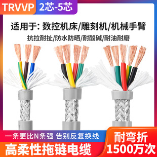 TRVVP ultra-high flexible drag chain shielded cable 2 3 4 5 core national standard bending signal high flexible control line