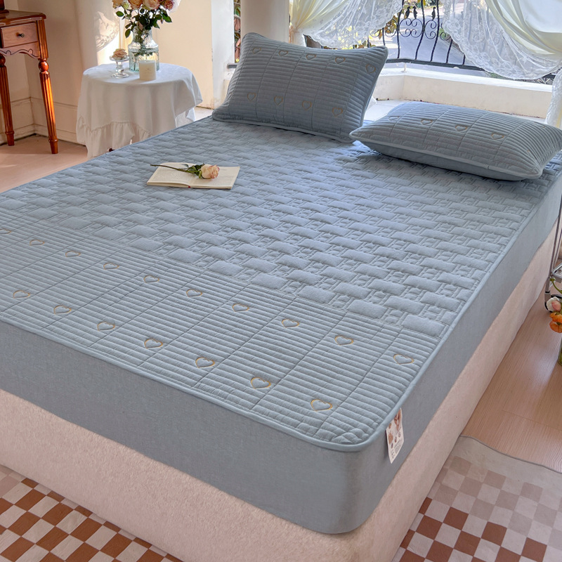 2024 nueva cubierta de cama a prueba de polvo, cubierta protectora de colchón acolchado con todo incluido, cama acolchada teñida con hilo de algodón universal de cuatro estaciones