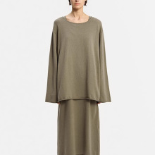 经典款宽松简约圆领羊毛套头上衣女25秋季新款休闲百搭长裤两件套