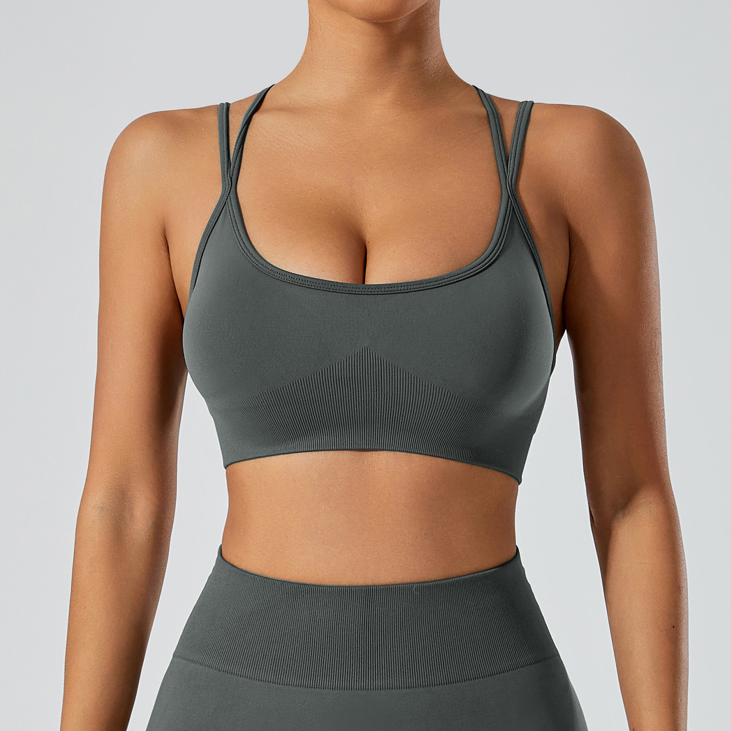 En stock verano belleza espalda multi-Correa Cruz sujetador desgaste exterior a prueba de golpes correr ropa de entrenamiento ropa interior deportiva ropa de yoga chaleco