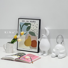 批發兒童房桌面擺件現代樣板房裝飾彩繪本白色耳機兔小孩房間軟裝