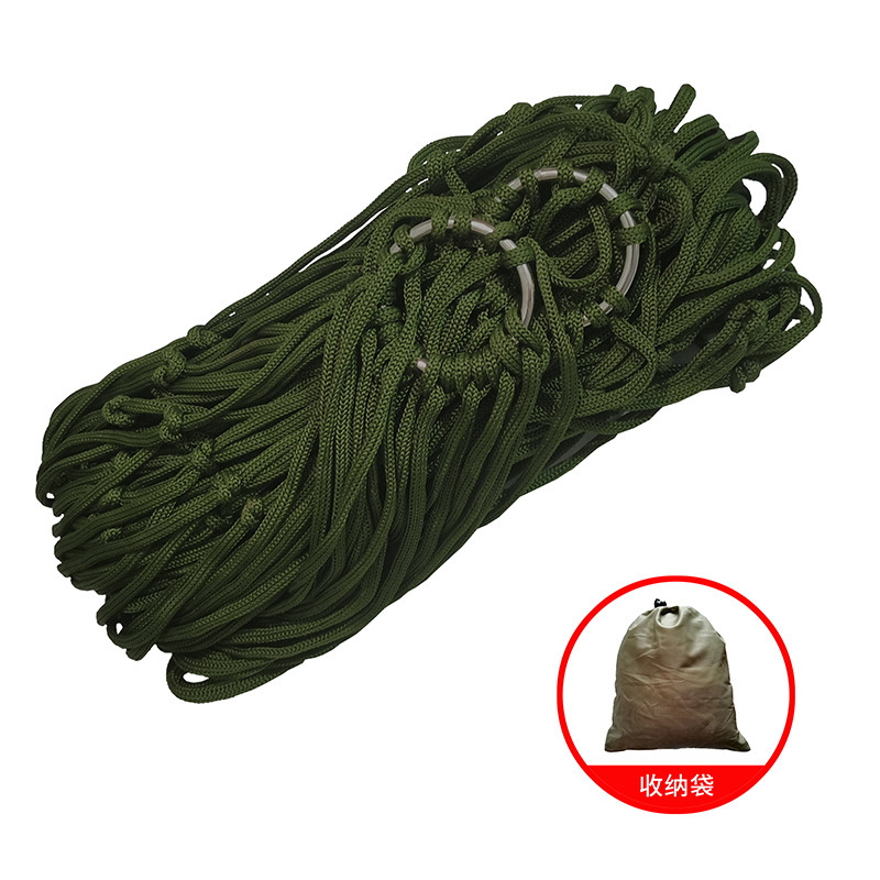 户外室内吊床尼龙绳网状双人带木棒棉线单人帆布加粗棉绳网兜吊床|undefined