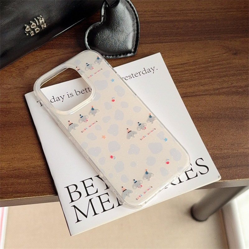 Dibujos animados ins brillo bloque de color elefante para iPhone15 Apple 16ProMax funda para teléfono móvil 14/13 femenino 15PM