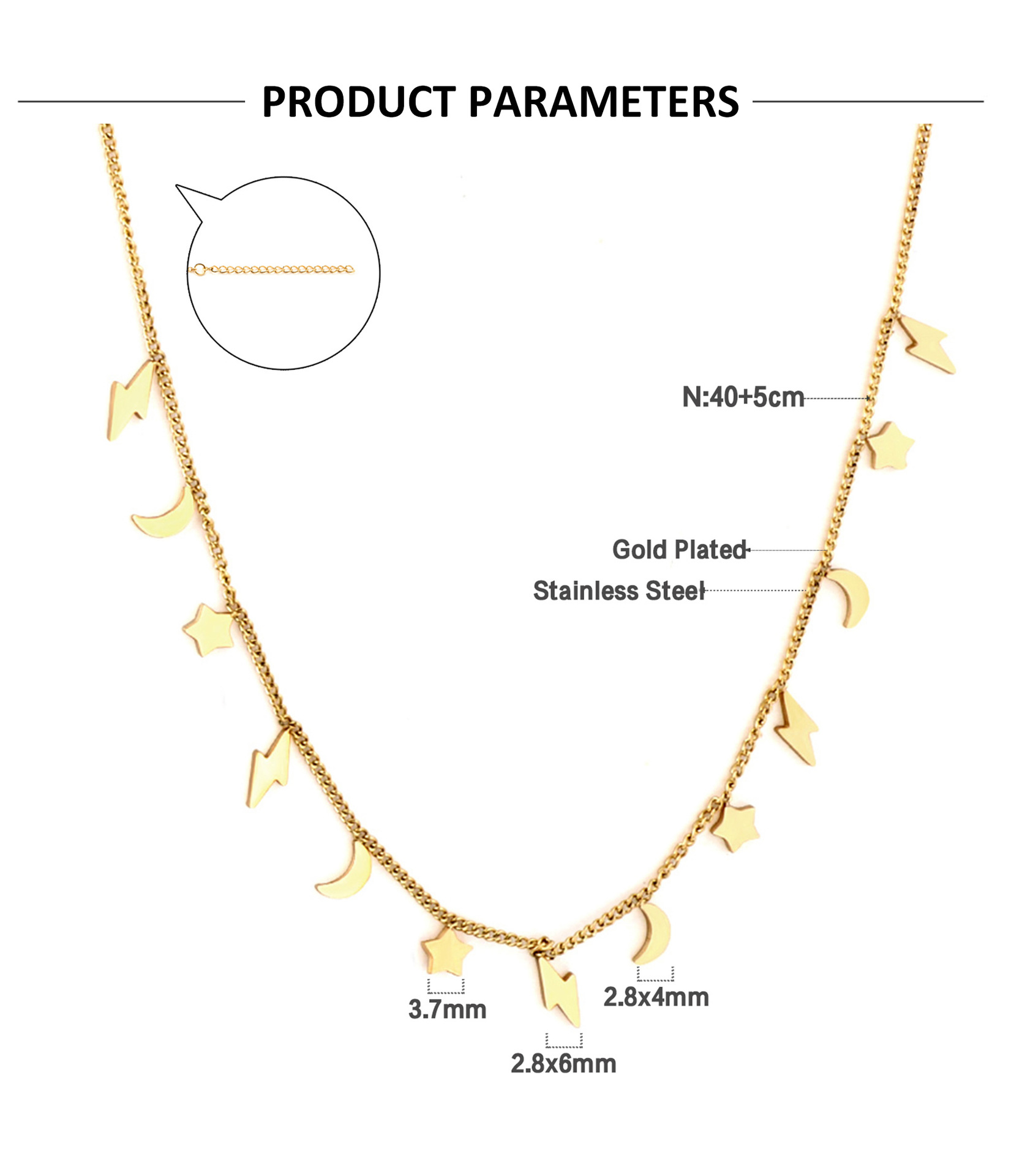 Fashion Devilu0027S Eye Star Stainless Steel Chain Necklace