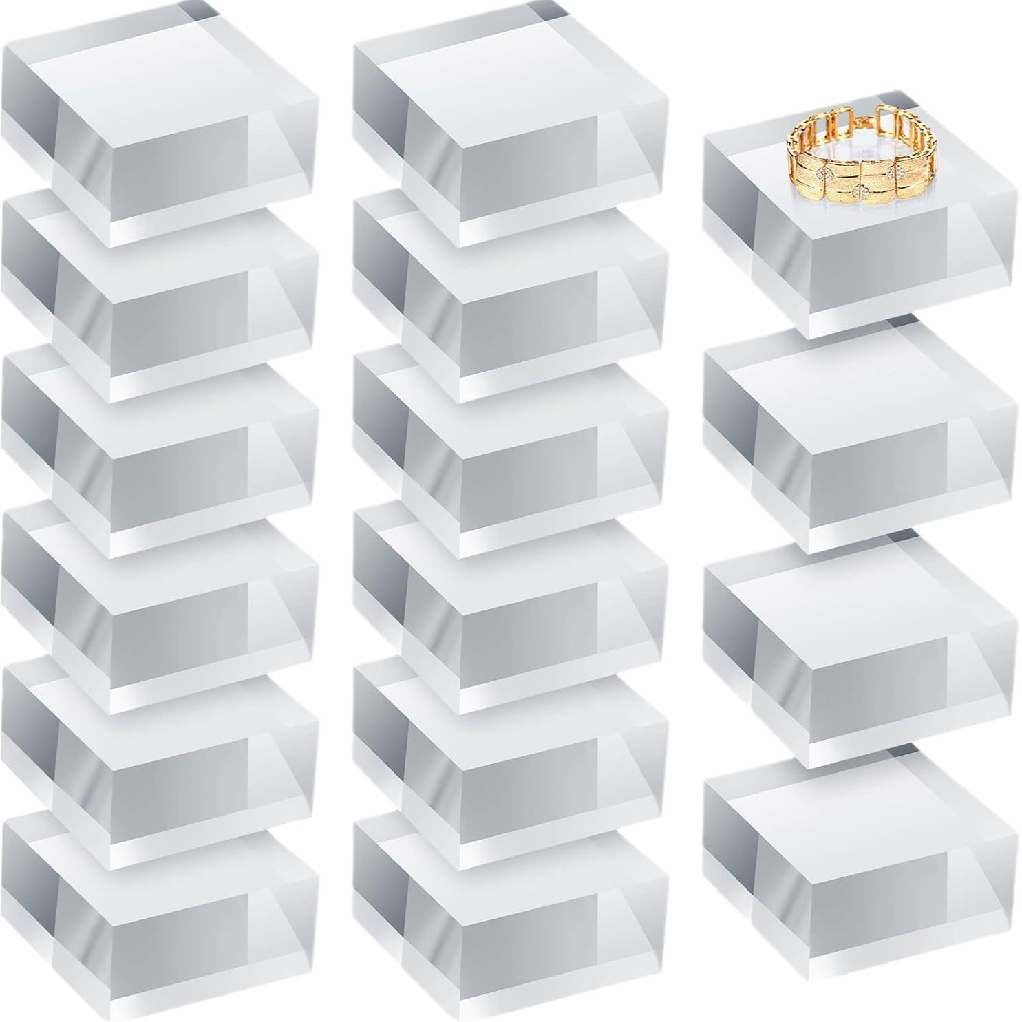 透明亚克力板亚克力方形展示块透明抛光亚克力珠宝戒子展示底座