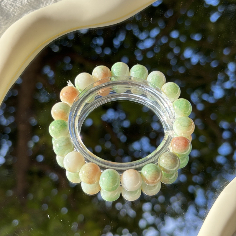 S045-빨간색과 녹색 그라데이션-옥 깨진 모조 세라믹 팔찌#SZ325용