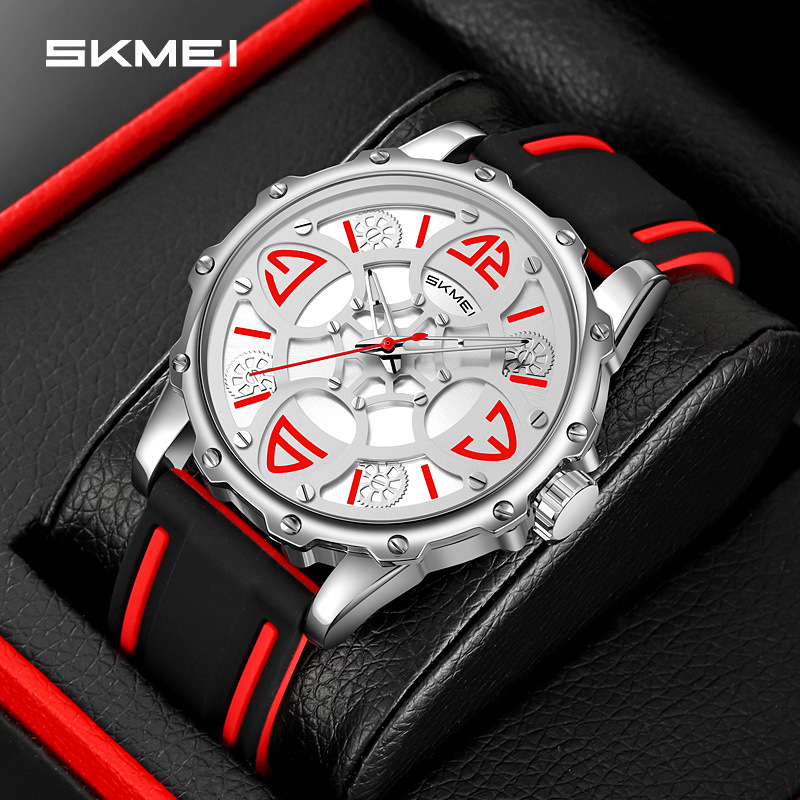 Momento transfronterizo de venta caliente hombre reloj de pulsera de engranajes de silicona correa de cuarzo impermeable fuente de fábrica mayorista