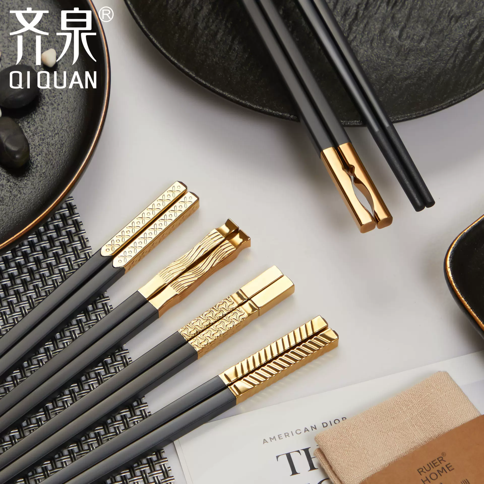 齐泉高档餐厅酒店筷子27CM筷子 新中式耐高温可消毒高硬度合金筷