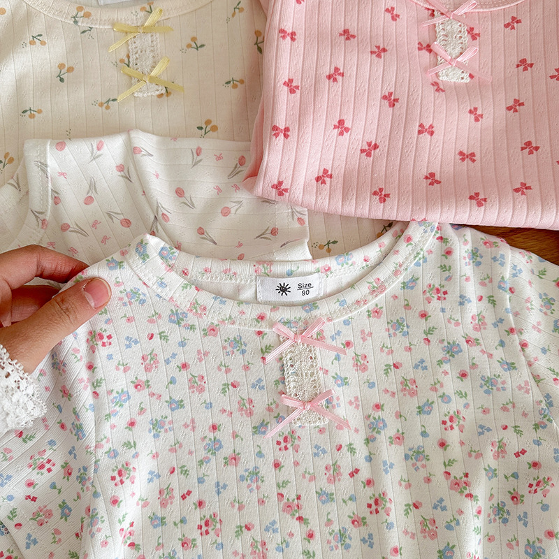 Ensemble de vêtements d'intérieur en pur coton pour enfants, pyjama bébé à manches courtes, été, fille, fin, peut être porté à l'extérieur_voghion.com