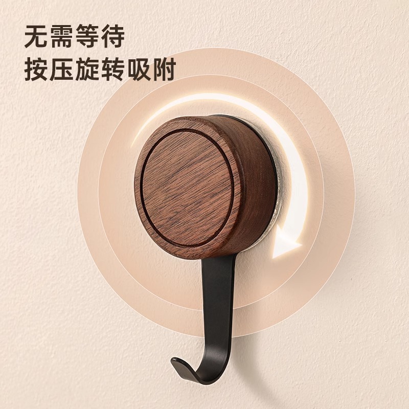 Gancho de ventosa de vacío de nogal negro Percha trasera de puerta sin perforación Gancho adhesivo de estilo antiguo de baño de alta carga y sin costuras