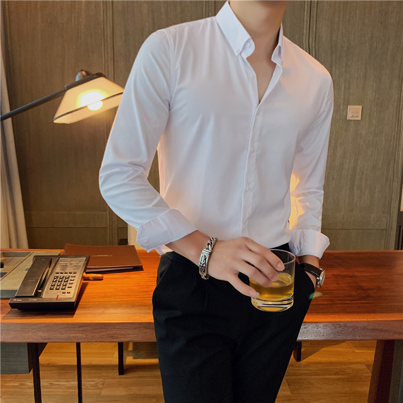 La camisa de manga larga del tamaño extra grande de los hombres, todas las estaciones, atmósfera SLIM-Fit de la dopamina, camisa casual