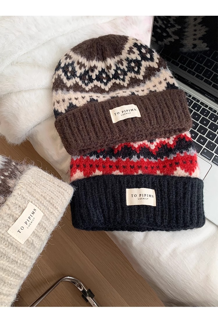 Cappello da donna in maglia di lana vintage, vestibilità ampia, circonferenza della testa ampia, caldo cappello di protezione per le orecchie, cappello che snellisce il viso_voghion.com