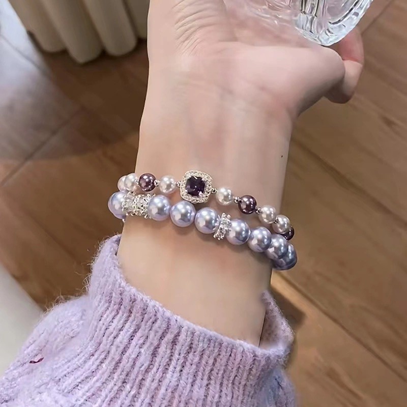 Lavender square fashionable elegant bracelet pearl