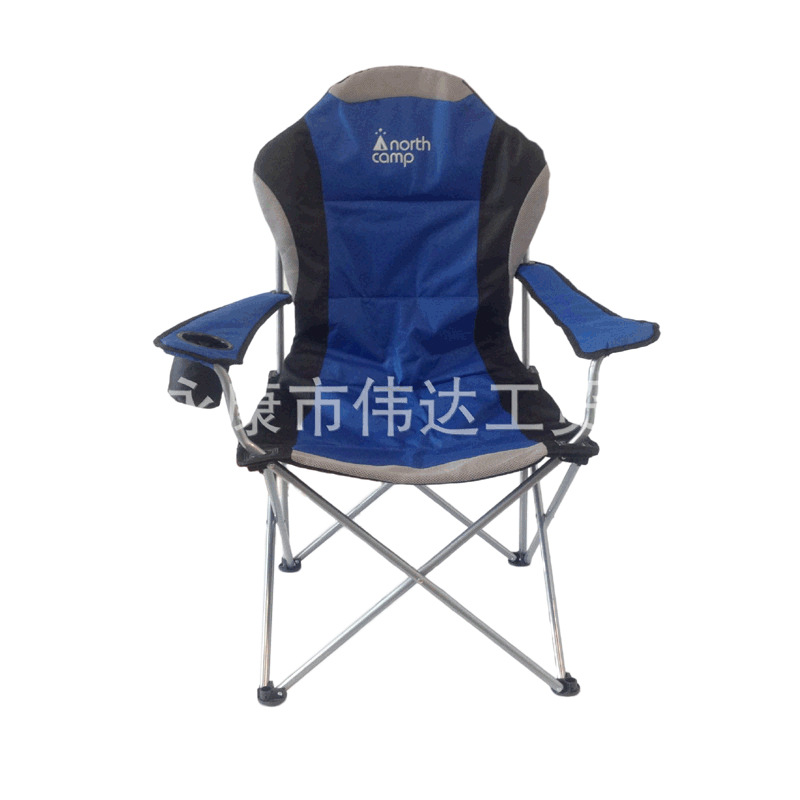 Suministro directo de fábrica engrosada silla plegable con reposabrazos de algodón europeo y americano caliente Silla de playa al aire libre Oficina reclinable de metal
