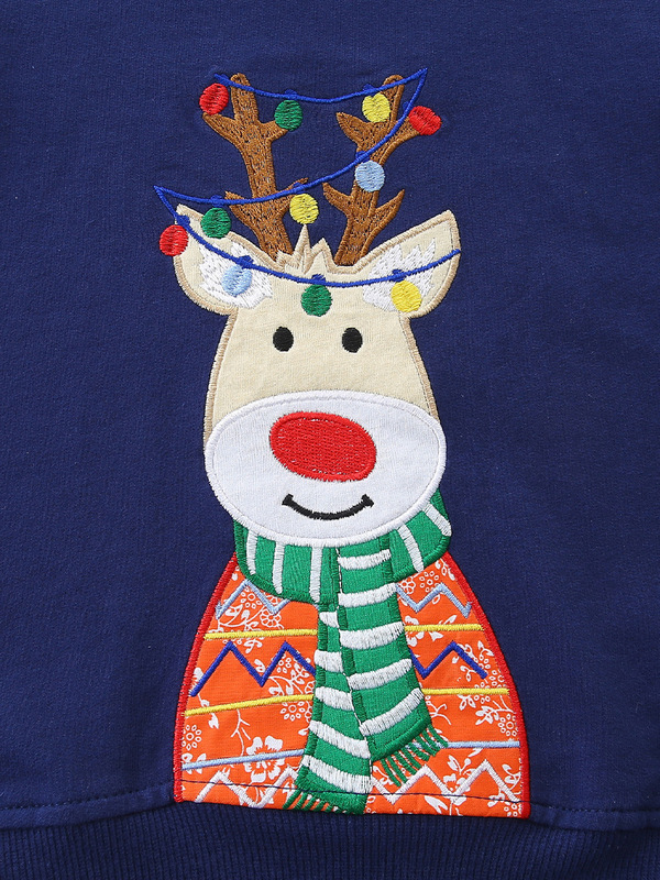 秋の男の子スーツヨーロッパとアメリカンスタイルのクリスマスヘラジカ刺繍子供長袖ツーピースファッション子供スポーツパンツ|undefined
