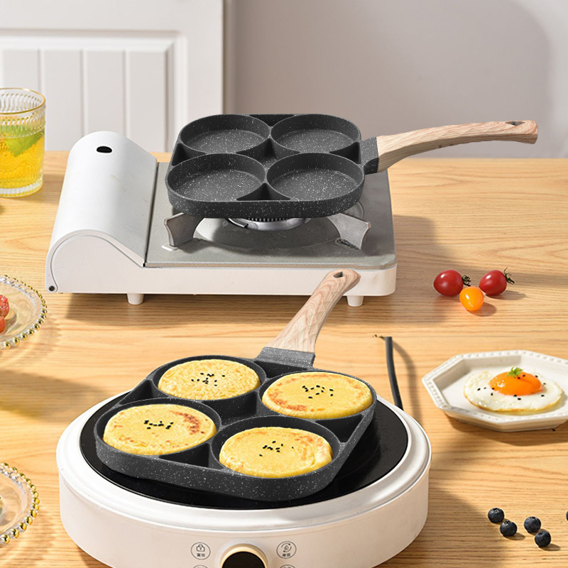 Egg Burger Pan, Popular Internet Celebrity Hot Selling Home Kitchen Egg Pan, Four-Hole Breakfast Pan, Integrated Pressure Cast Steak Pan