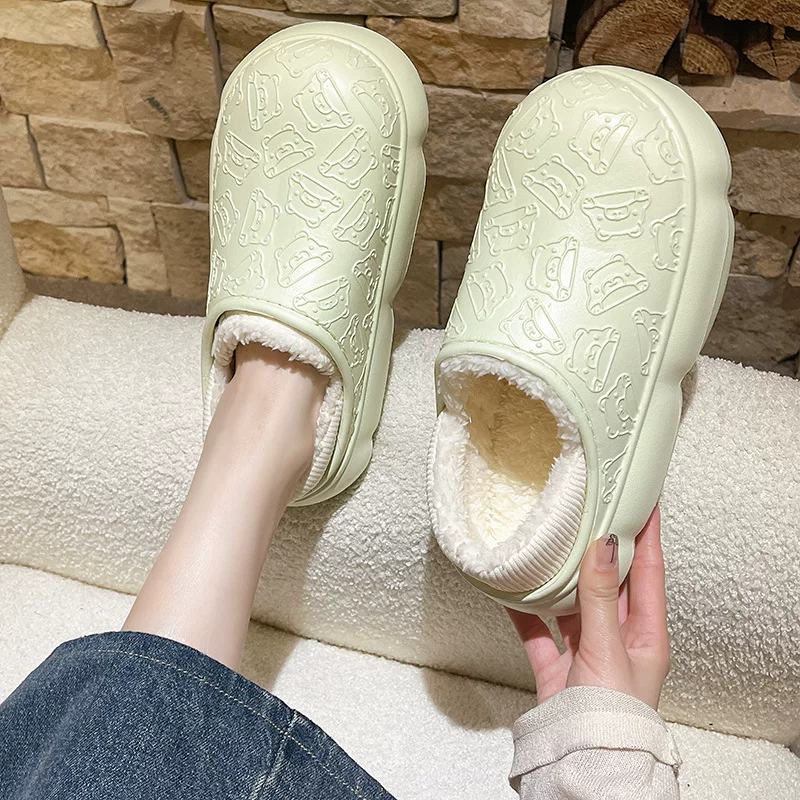 Winter cute footwear for beloved for leisure, keep warm demi-season non-slip slippers platform