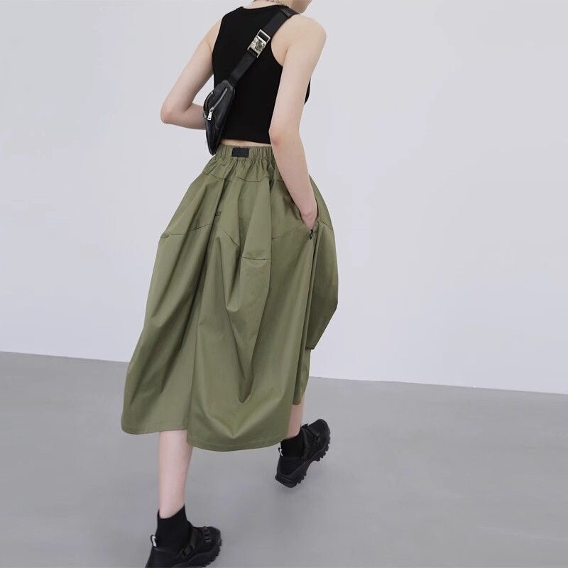 Casual High-Waisted Wide-Leg Lantern Pants Plus Size for Plus-Size Women, Summer Thin Workwear Pants, Cropped Pants, Skirt Pants for Women in Summer
