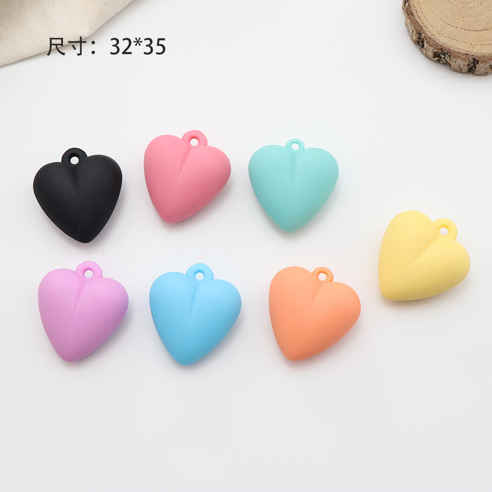 亞克力桃心32*35mm磨砂橡皮漆愛心吊墜diy掛件飾品手機殼配件材料
