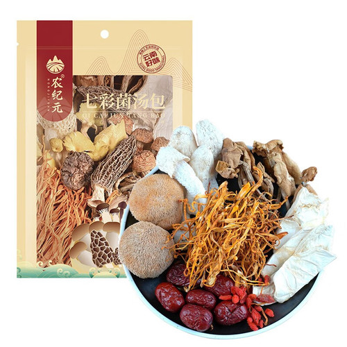 Nongjiyuan Colorful Mushroom Soup Pack - Yunnan Specialty Mushroom Soup Base - Oyster Mushroom and Reishi Dry Soup Packet