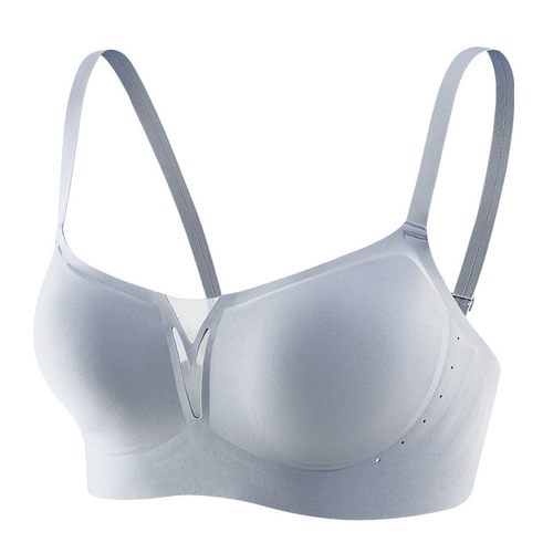 French-style large neckline women's lingerie, push-up bra for large busts, seamless back support, invisible design, hollowed-out mesh, comfortable and breathable bras