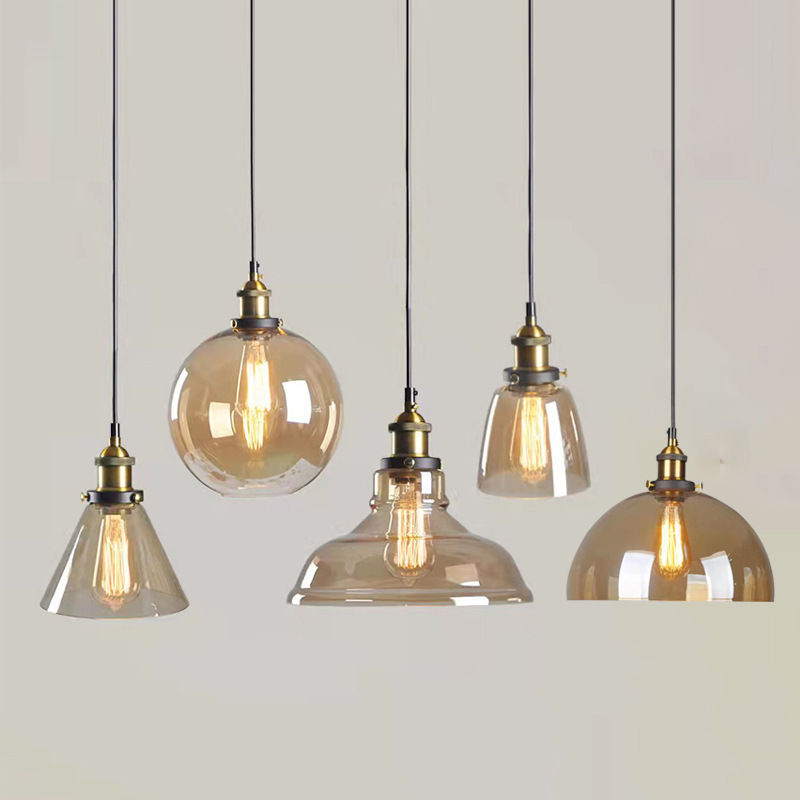 复古吊灯工业风loft吧台餐厅酒吧服装店创意个性玻璃灯具不带光源