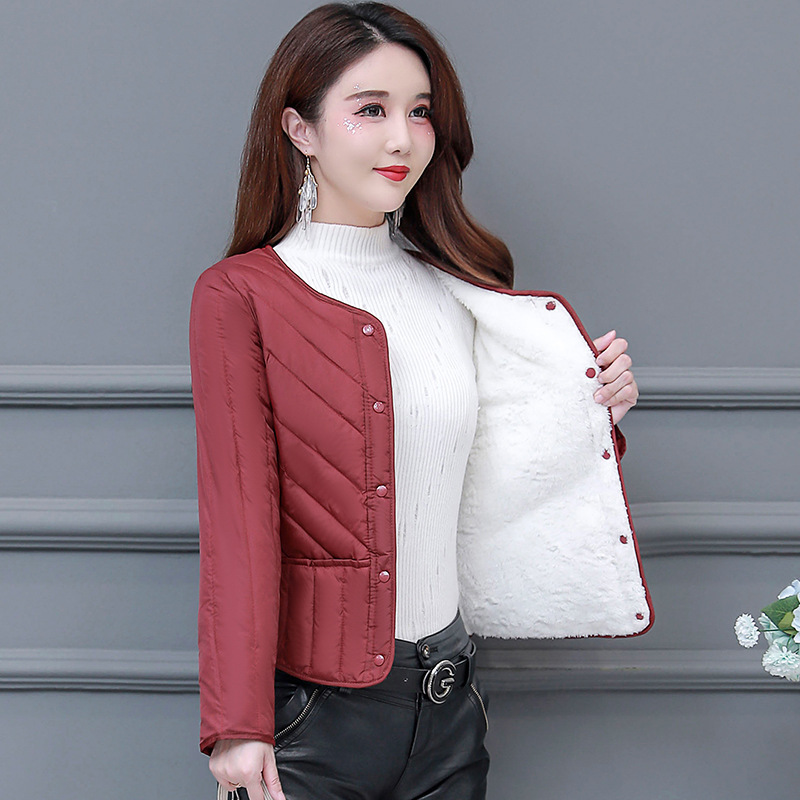 秋冬の羽毛の綿服の女性の内の胆の短い金のカシミヤの厚いお母さんは大きいサイズの中で保温服の中高年のコートを着ます。|undefined