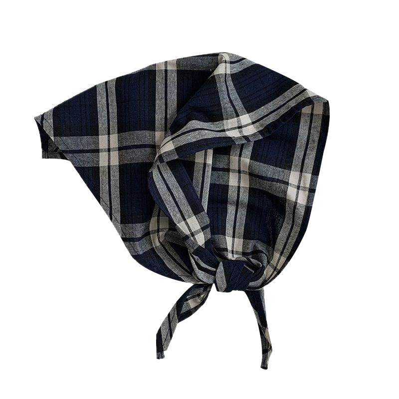 Bufanda de seda, sensación de alta calidad, nuevo pañuelo en la cabeza, diadema pastoral femenina de verano, accesorios para el cabello, bufanda triangular multiusos, bufanda, bufanda, cortina de pedo a cuadros