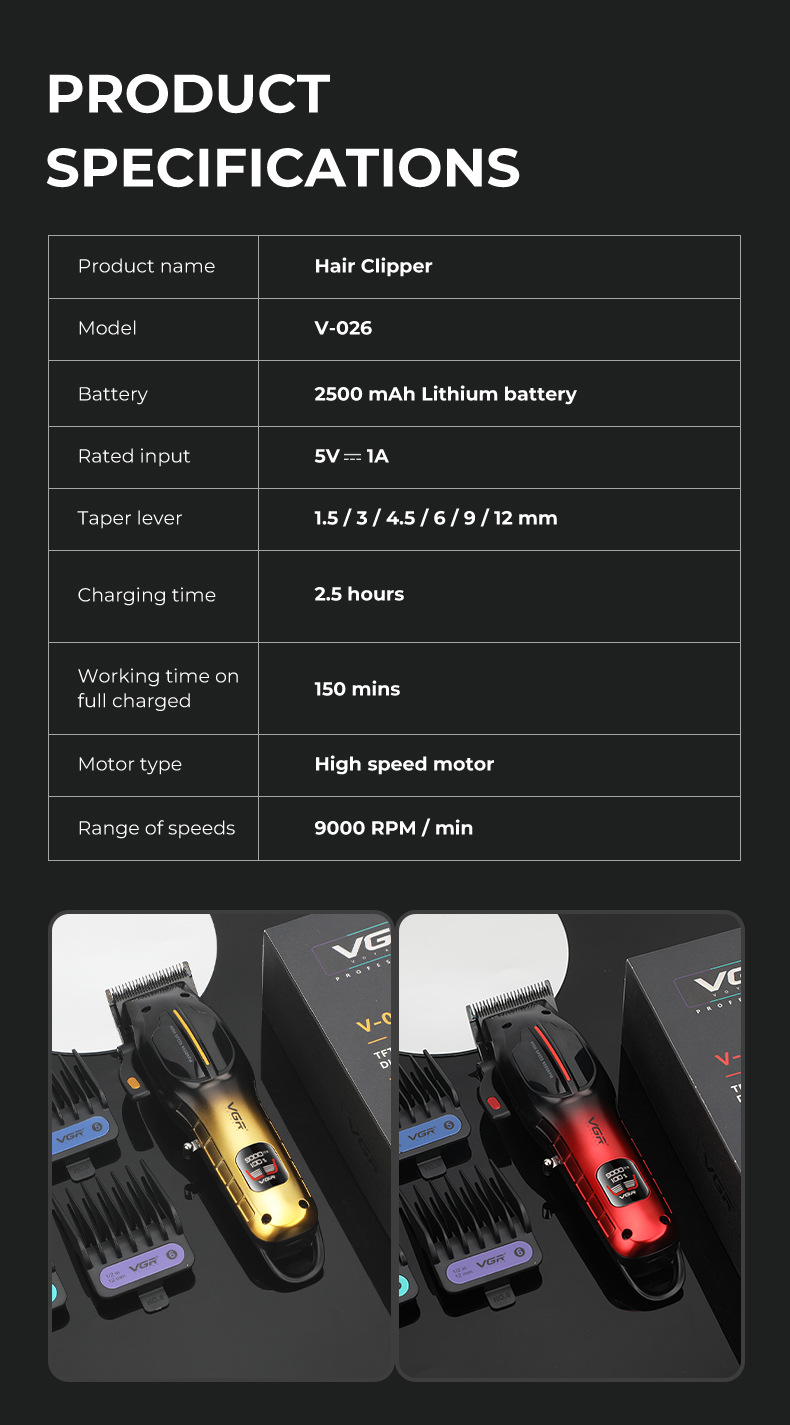 Electric Hair Clipper For Men Professional Digital Hair Trimmer_voghion.com