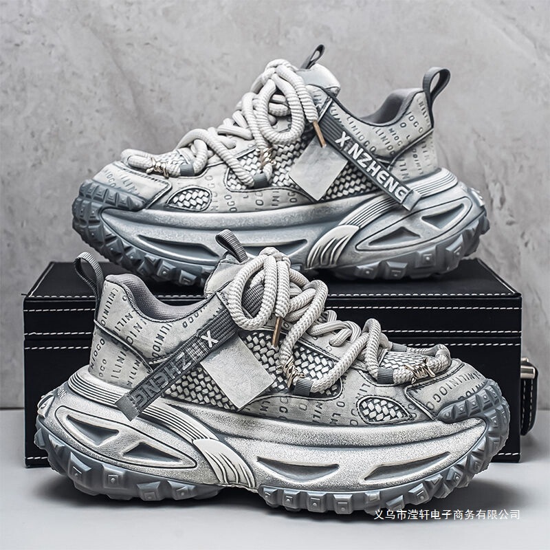 Retro Old Dad Shoes for Men 2025 Autum New Thick-Soled Heightening Fashion Versatile Casual Shoes Popular Sports Shoes