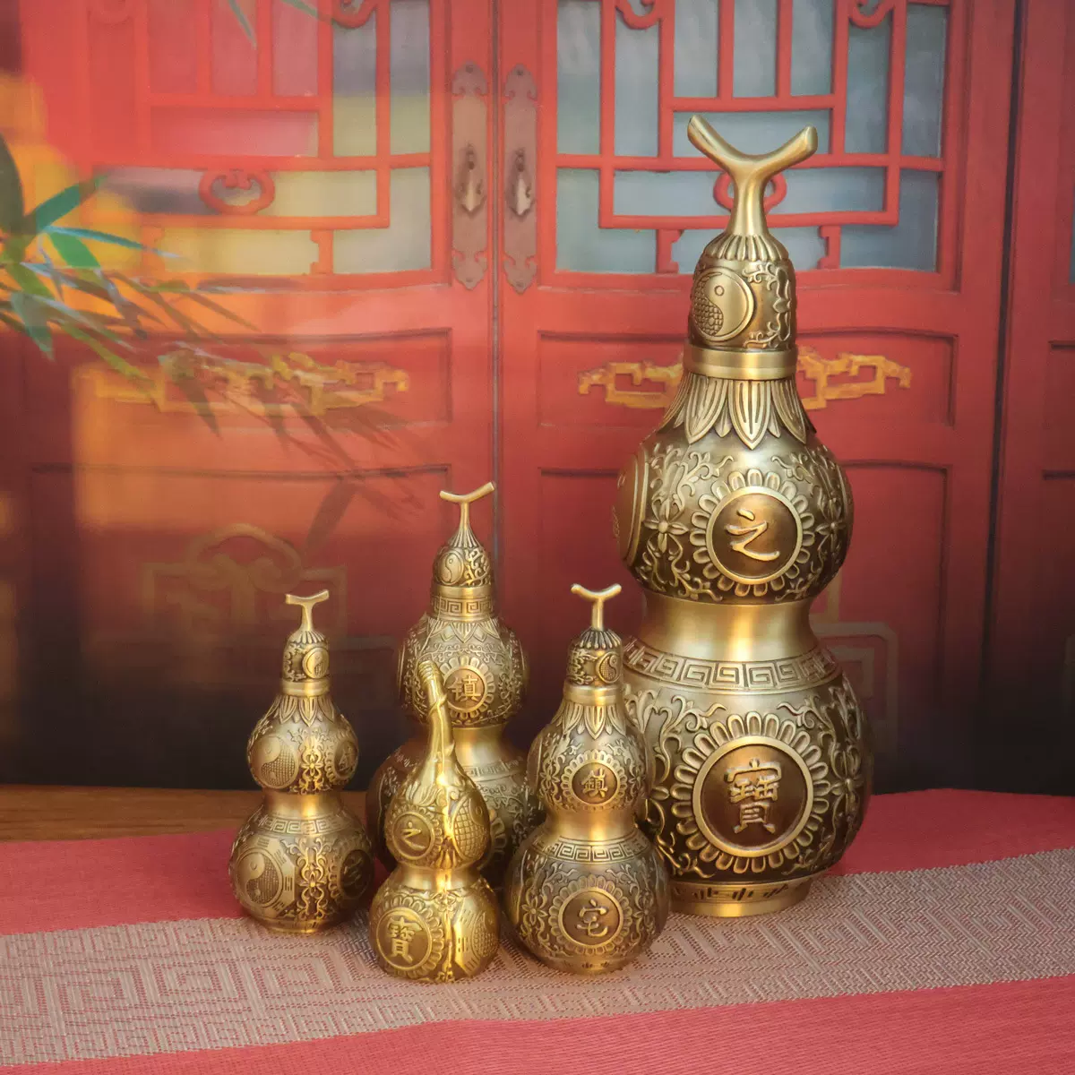 铜葫芦摆件黄铜开口葫芦批发葫芦摆件挂件八卦葫芦浮雕八卦葫芦