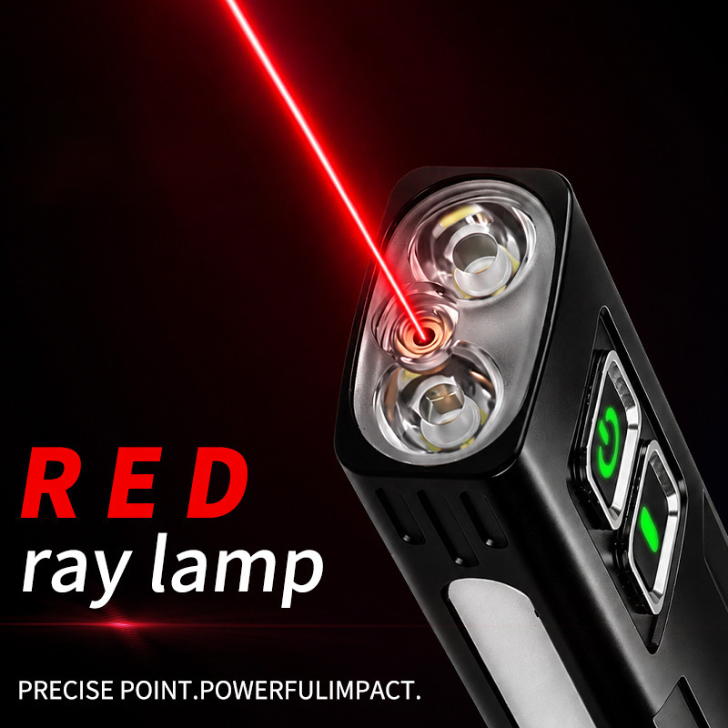 Cross-Border Edc Multifunctional Flashlight with Red/Green Laser and 365Nm Purple Light, Magnetic Work Light, Rgb Ambient Light