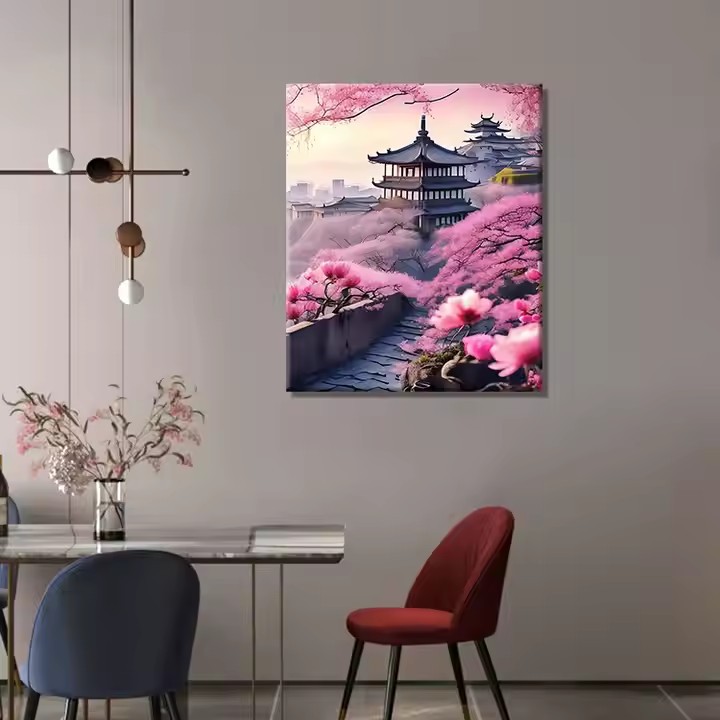 Pintura al óleo digital DIY paisaje floral pintada a mano pintada al óleo pintada decoración de la sala de estar pintada colgante de alta calidad pintura descomprimida image 13
