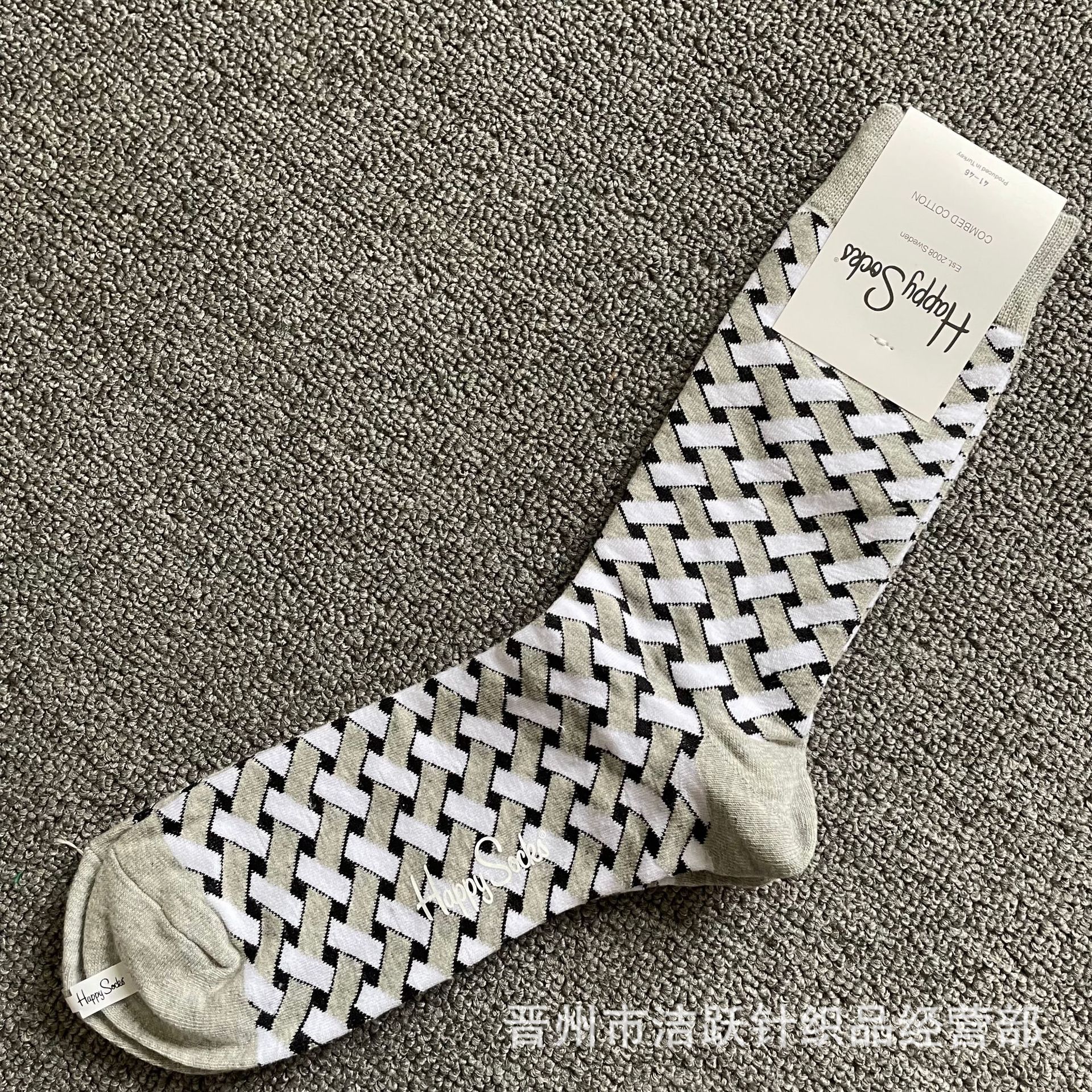 Happy socks新品高品质ハイレザー男性ソックススウェーデンコットンソックスファッションソックスカップルinsロング美脚ソックス