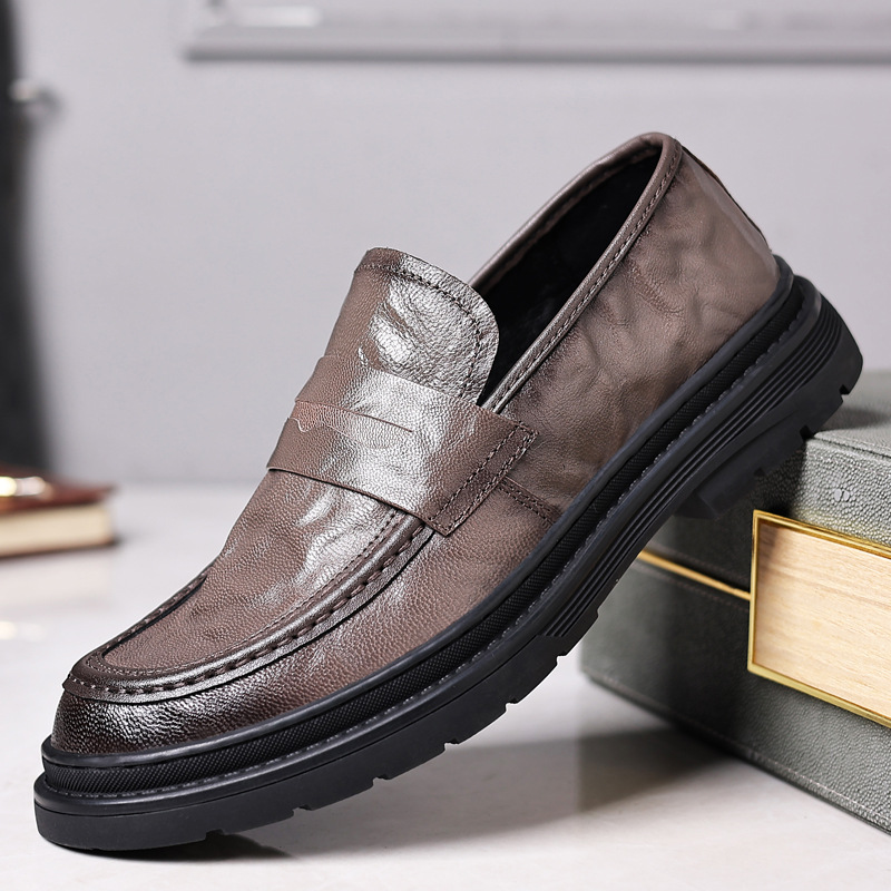 Primavera primera capa de piel de oveja de los hombres de negocios casual zapatos de cuero grande del dedo del pie ropa formal de cuero genuino estilo británico zapatos de los hombres zapatos individuales suaves