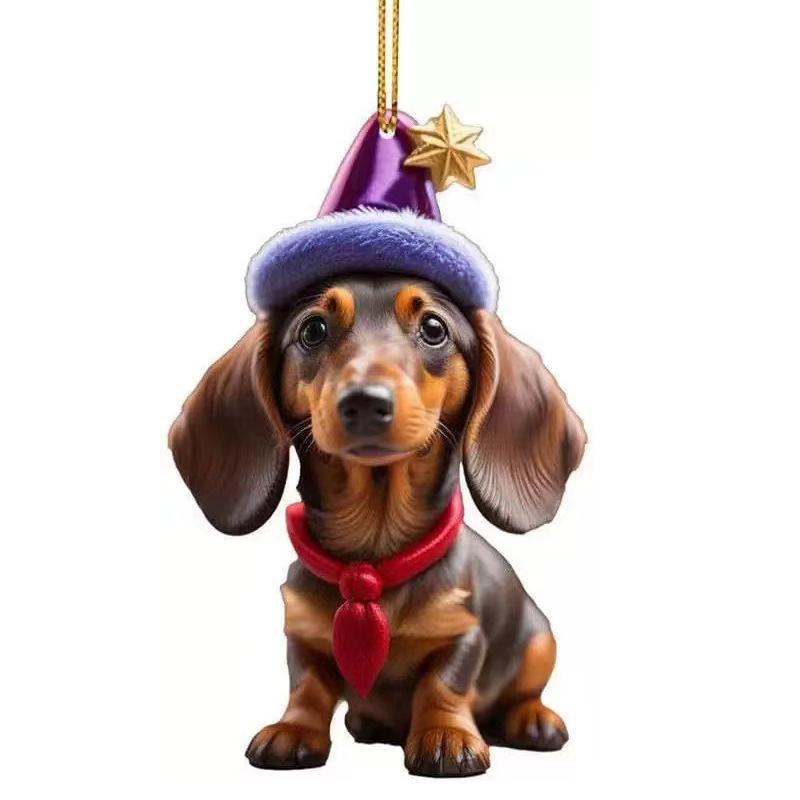 国境を越えた新製品クリスマス装飾品ソーセージ犬ストラップ平面クリスマスツリーストラップクリスマスツリーストラップ|undefined