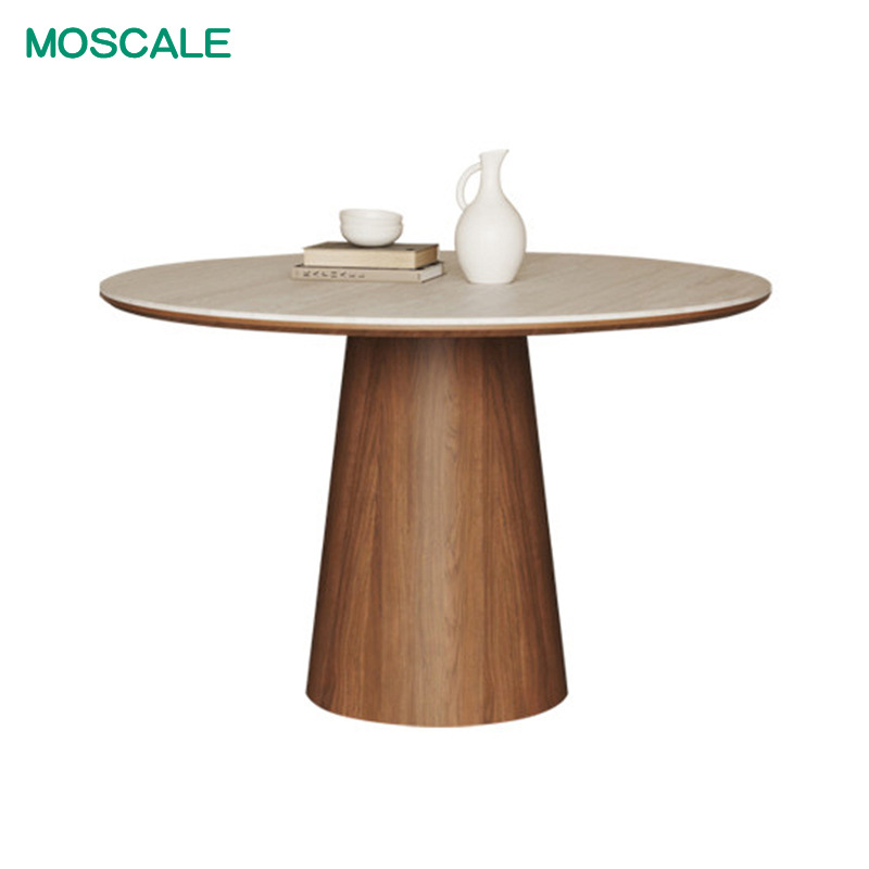 Mesa de piedra de grano amarillo mate + patas de mesa de nuez
