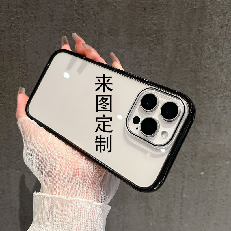 来图定 制细圈亚克力适用苹果16pro手机壳15磁吸magsafe透明黑框|undefined