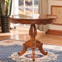 欧式复古实木圆茶几美式沙发边几角几小圆桌子咖啡桌电话桌洽谈桌