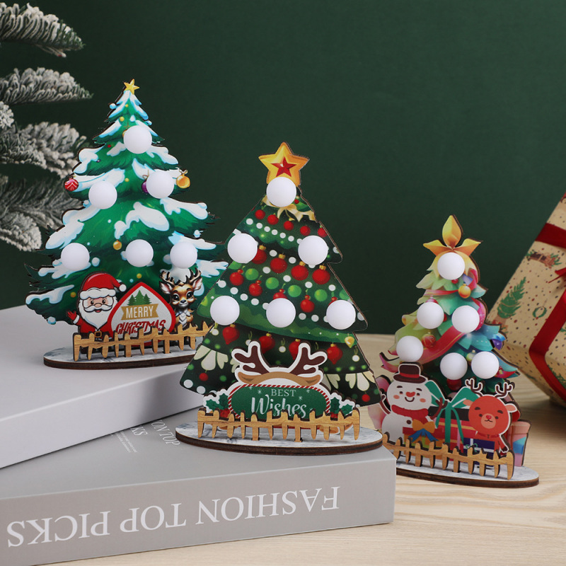 クロスボーダークリスマスツリーデスクトップ装飾品木製工芸品外国貿易クリスマステーマレストランホテルデスクトップ装飾卸売|undefined