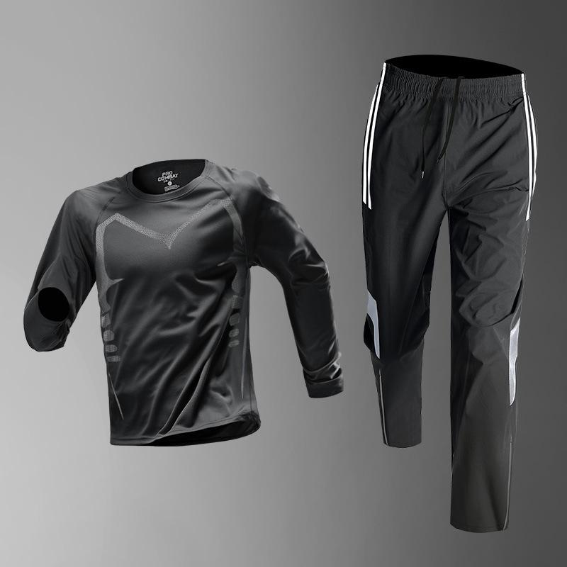 Trajes deportivos para hombres correr primavera secado rápido camiseta de manga larga correr de la mañana ciclismo deportivo baloncesto fitness ropa sala de entrenamiento