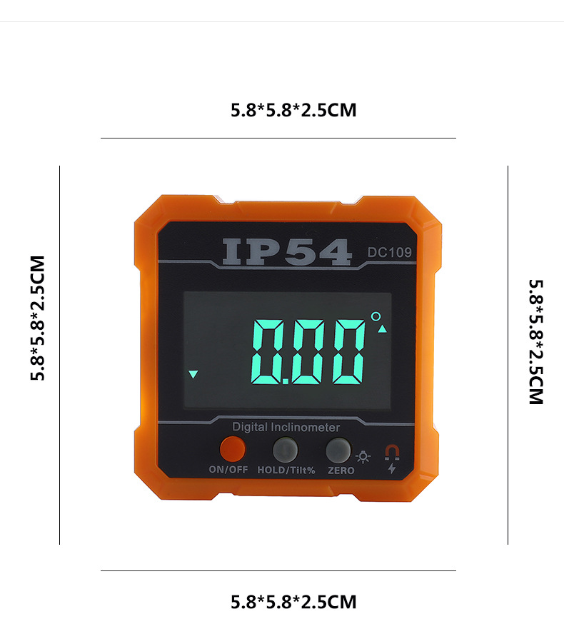 ETOPOO倾角仪4*90度 IP54 液晶屏 强磁 数显液晶倾角盒角度仪|ms