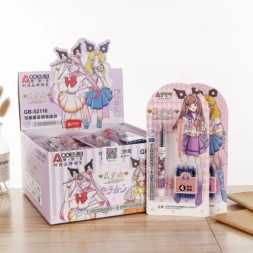 Wholesale Odmei fountain pen replaceable capsule pen set straight liquid large tip pen combination erasable blue ink capsule pen