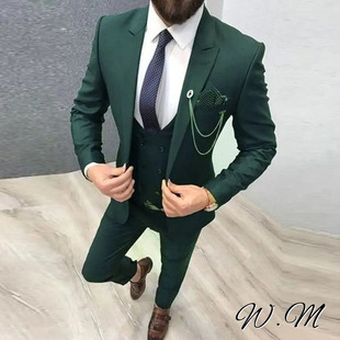 Cross-Border Foreign Trade Men's Suit Suit Wedding Banquet Business Style Fashion Suit Three-Piece Suit Texture Slim Dress