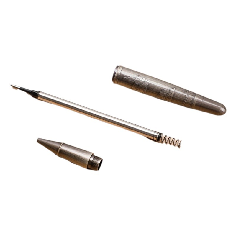 Temple building carved three-dimensional etching process copper rod pen body Classical pattern high-end enterprise gift signature pen