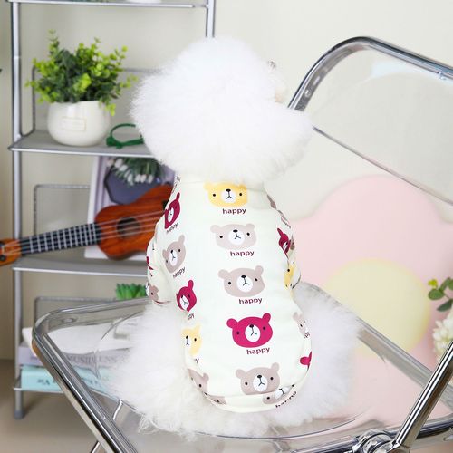 Pet Clothing 22 Happy Bear Bottoming Shirt Dog Clothes Autumn and Winter Clothes New Cat Pet Clothes Winter Style
