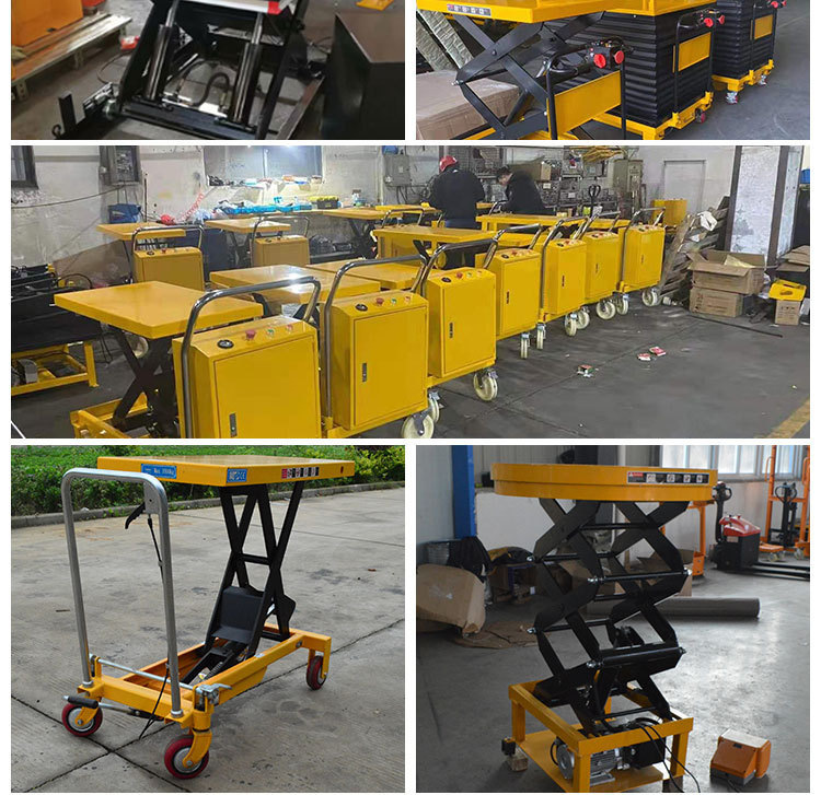 Roller-lift flatbed cart, scissor hydraulic lift, ball-bearing hand-pushed mold cart, manual lift platform cart