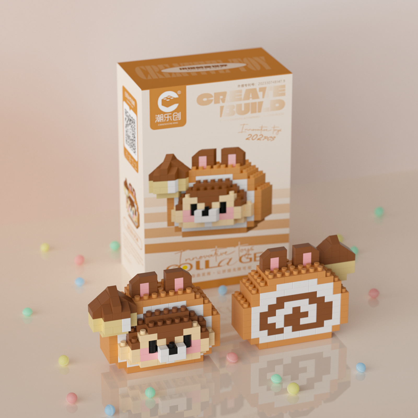 Muñecos de Bloques de Construcción de Animales de Rollo de Crema de Plástico ABS, Educativo, Armado DIY
