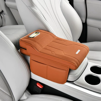 Box, Central Suede Leather Elbow – Armrest box - orange-high-and-low-board